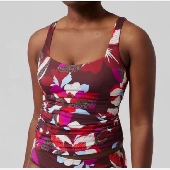 Athleta Square Neck Bra Cup Printed Tankini 34 D DD NWT - Picture 1 of 9